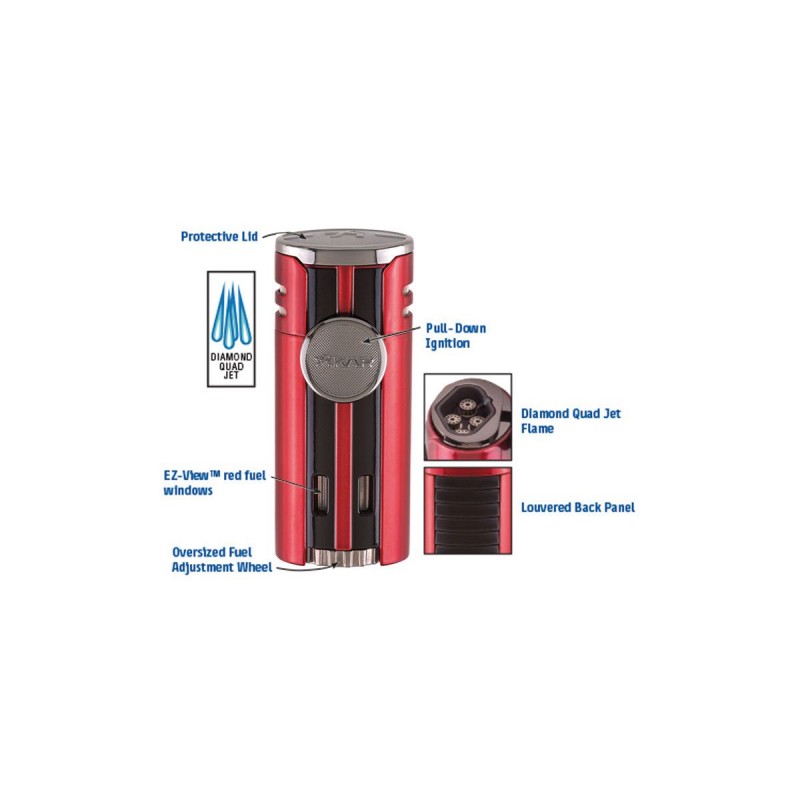 Feuerzeug Jetflamme Xikar, HP4 quad Daytona Red