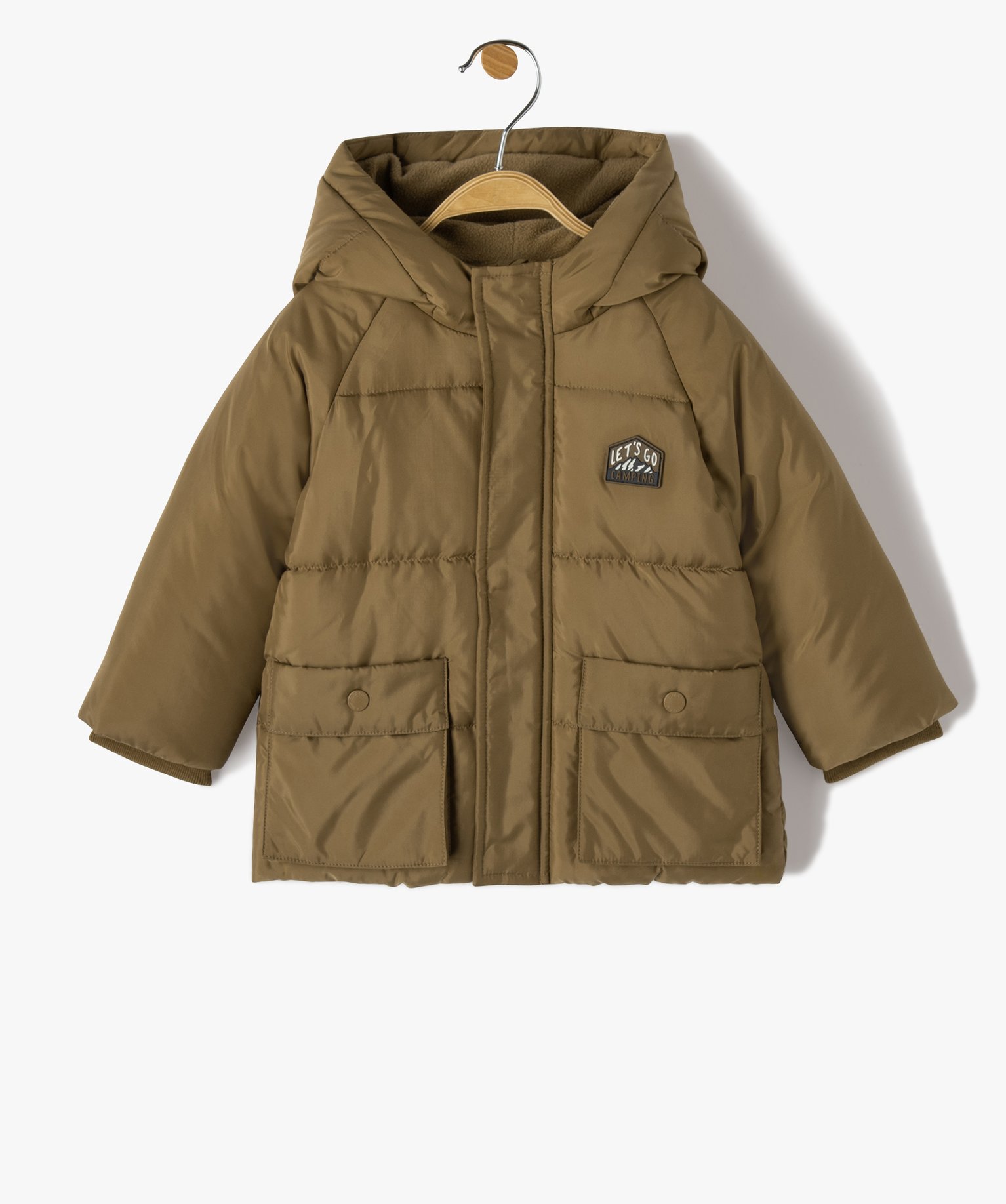 Blouson bébé Garçon chaud à capuche et doublure polaire beige | GEMO
