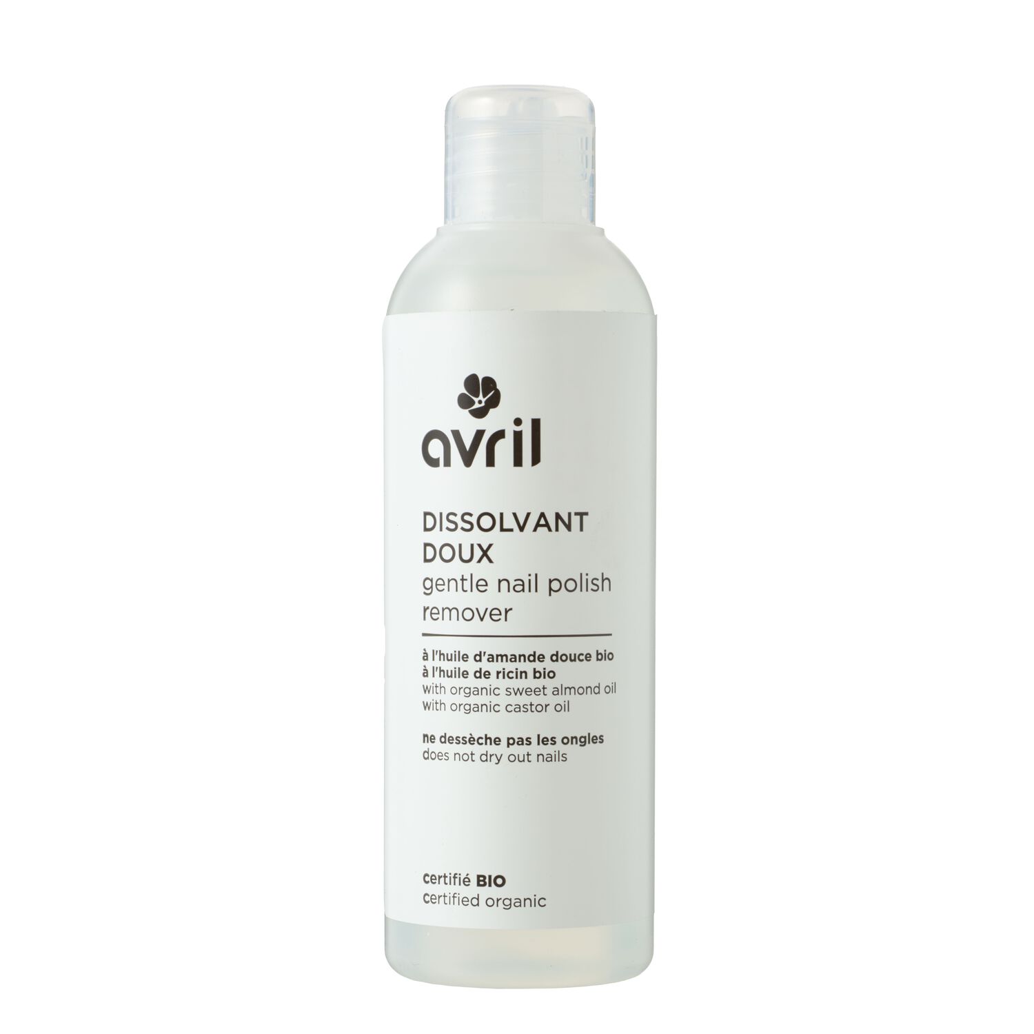 Avril Dissolvant Certifié bio Dissolvant Doux à l'Huile d'Amande Douce et Ricin