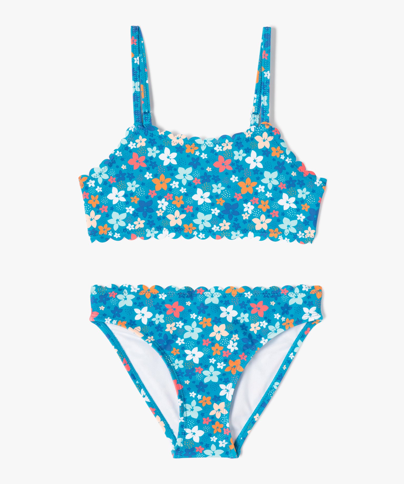 Maillot de bain fille 2 pièces à motifs fleuris avec finit... imprime | GEMO
