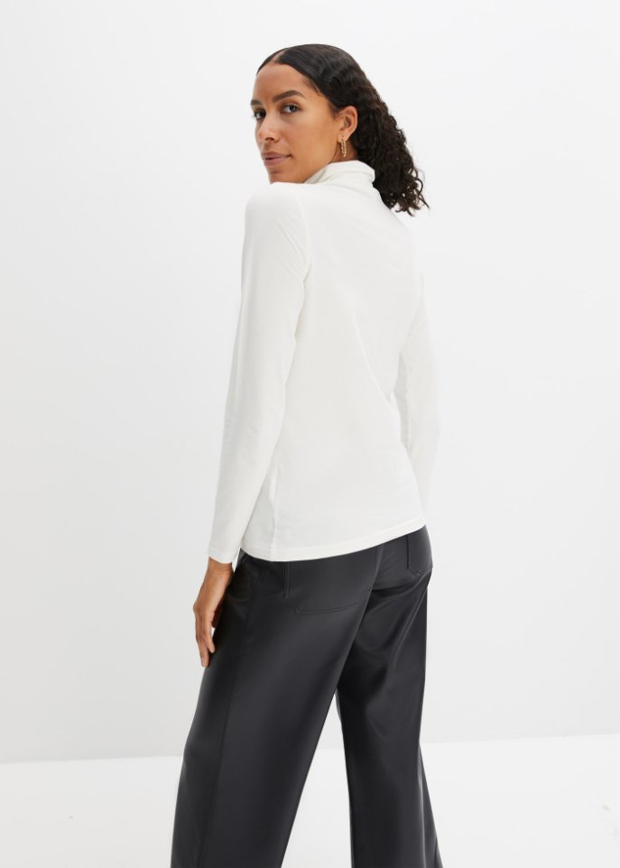 Rollkragen-Stretch-Shirt, Langarm