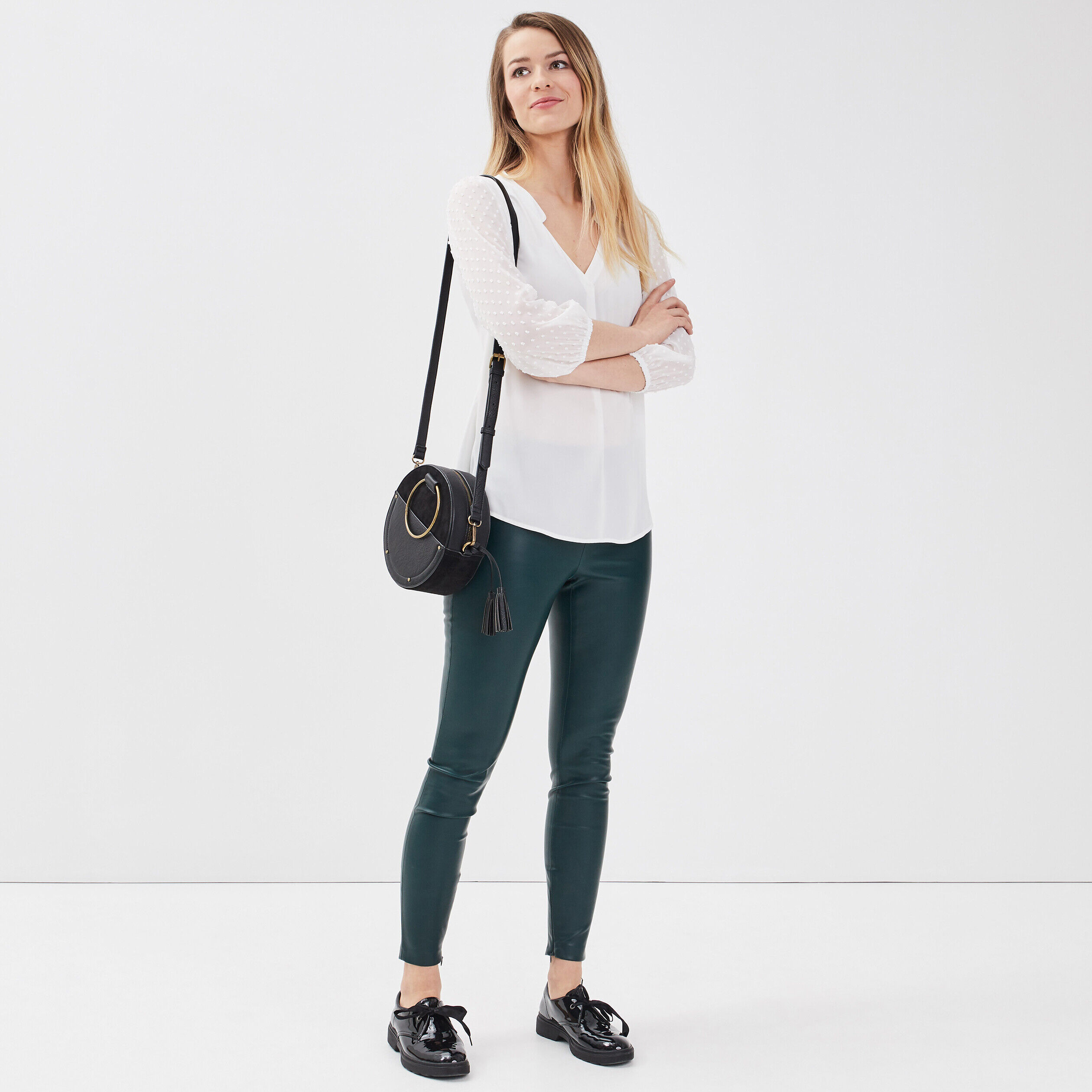 Legging similicuir vert kaki femme | Cache Cache