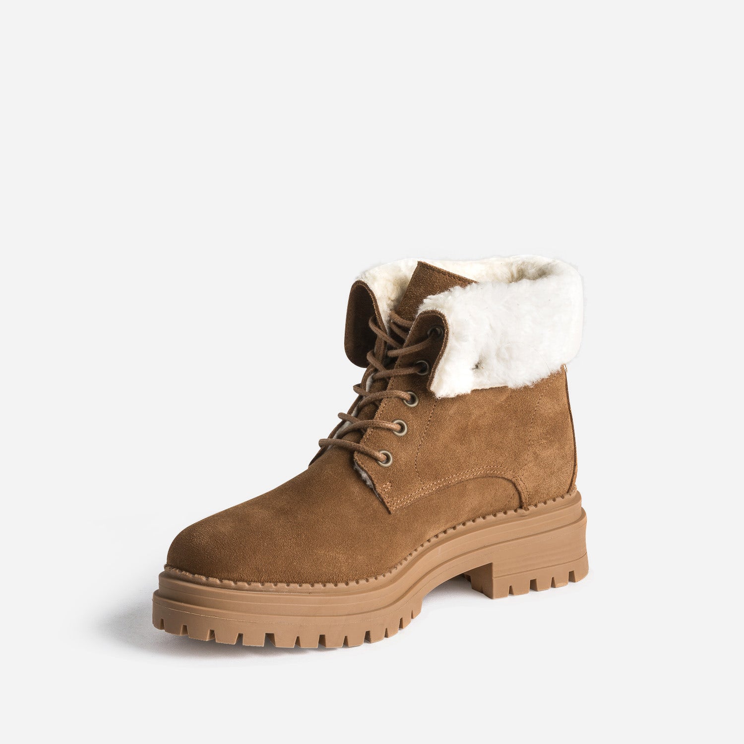 Boots à lacet TEXTO camel en cuir éco-conçu