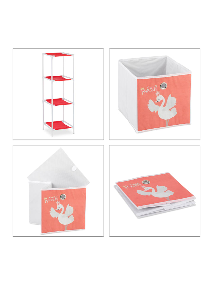 relaxdays Kinderregal Schwan in Weiß/Rot - (B)27,5 x (H)89 x (T)30 cm günstig kaufen onesize