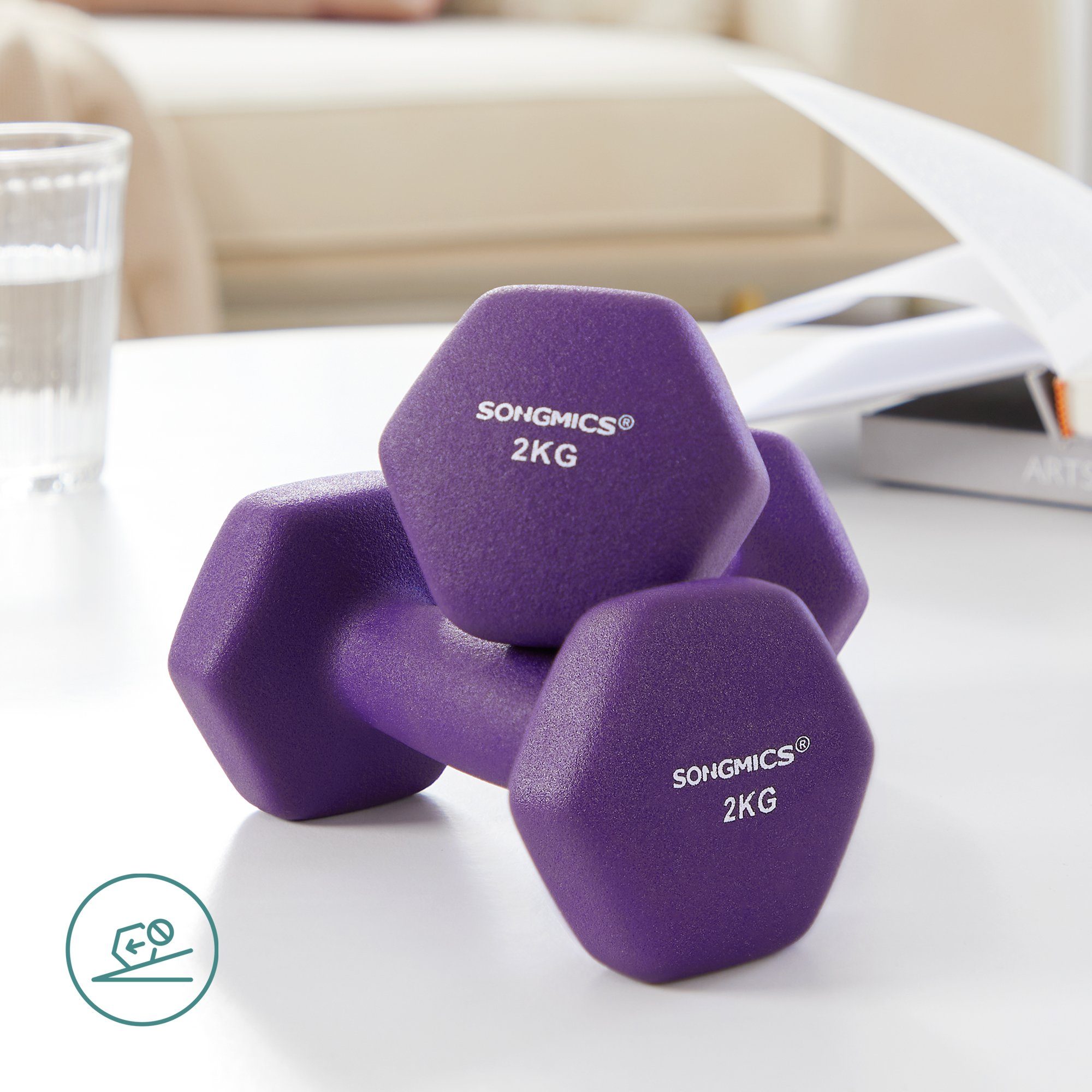 SONGMICS Hantel-Set Kurzhanteln, Hantel Set 9/12kg, Hexagon, Neopren Hanteln