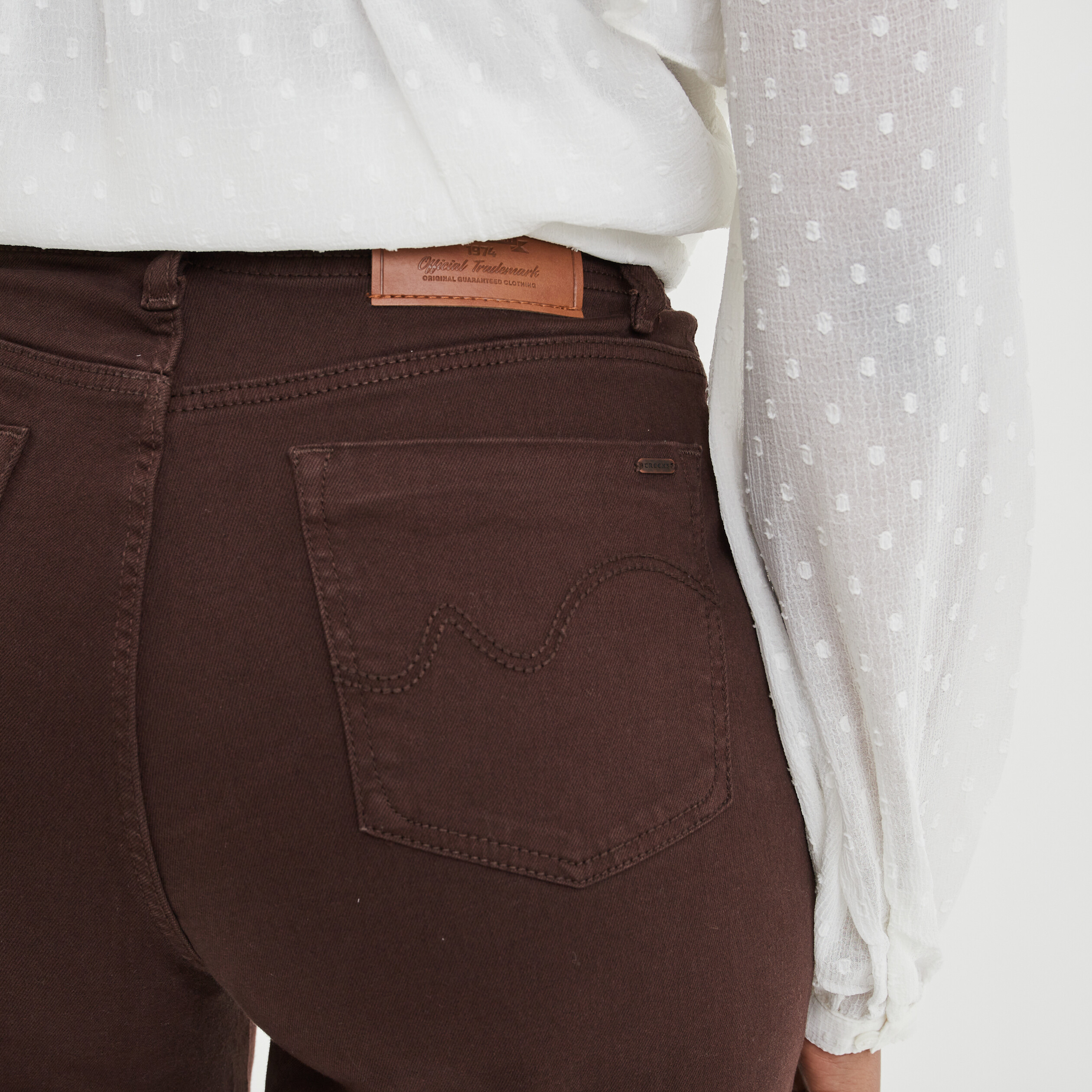Pantalon large taille haute marron foncé femme | La Halle