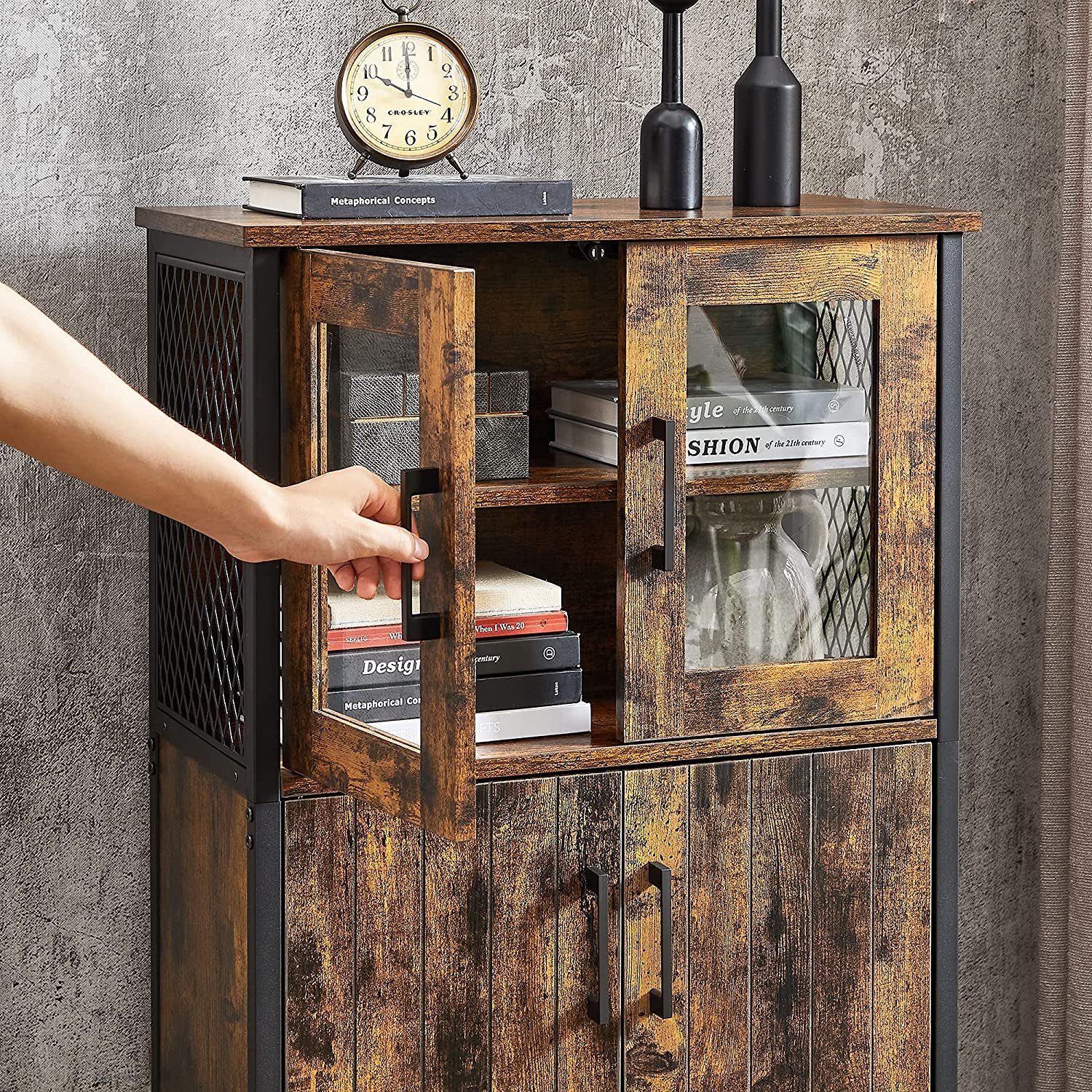 VASAGLE Highboard Kücheschrank, Höhe 108 cm, für Küche, Industriestil