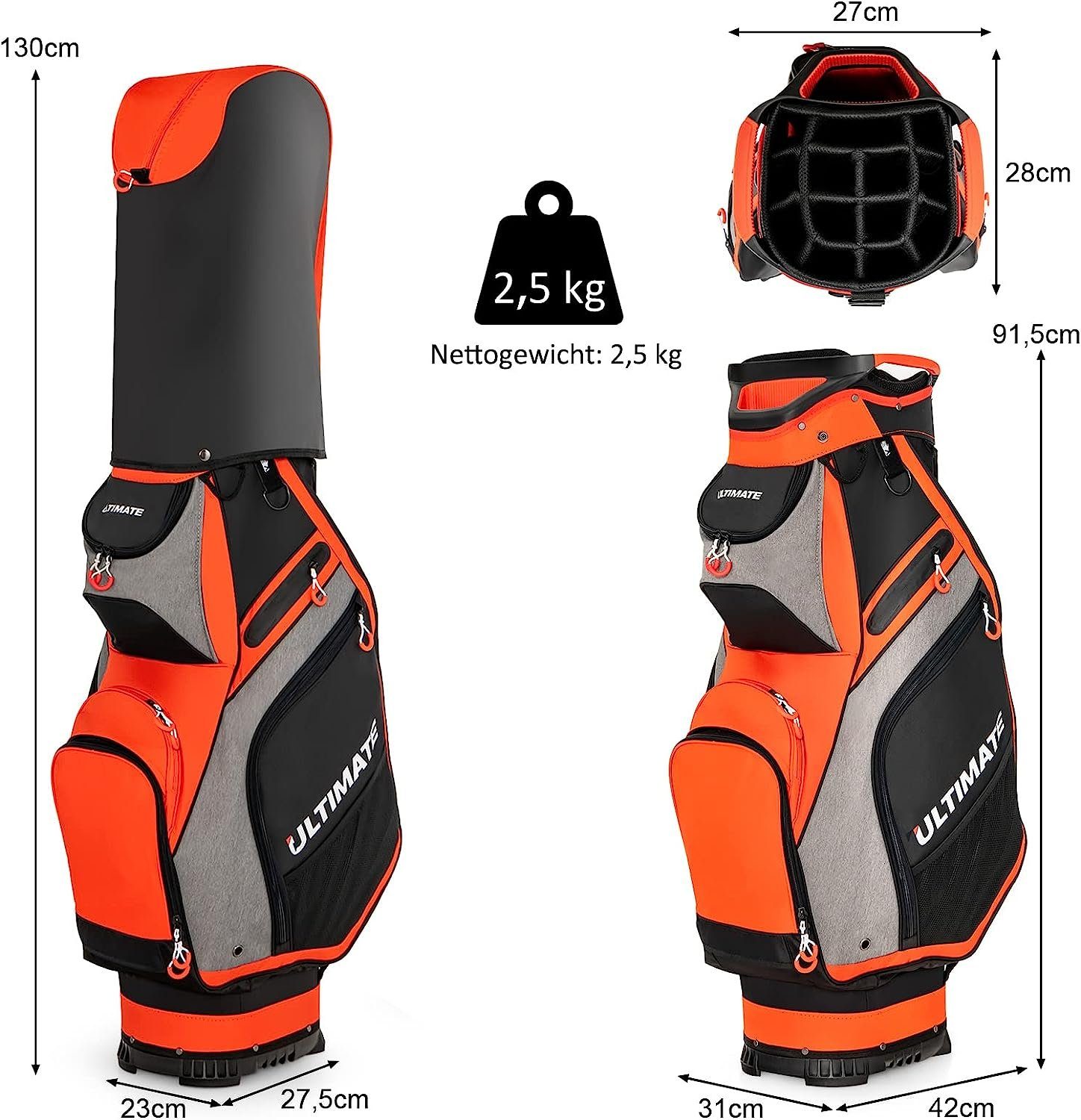 KOMFOTTEU Golfbag-Regenschutz Golftasche, mit 14 Trennwänden