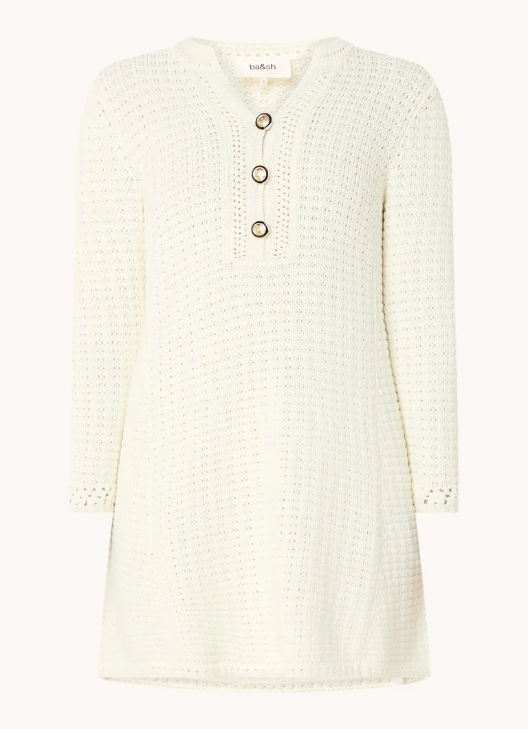Rochie mini Gysele din tricot gros cu imprimeu ajurat, de la ba&sh.