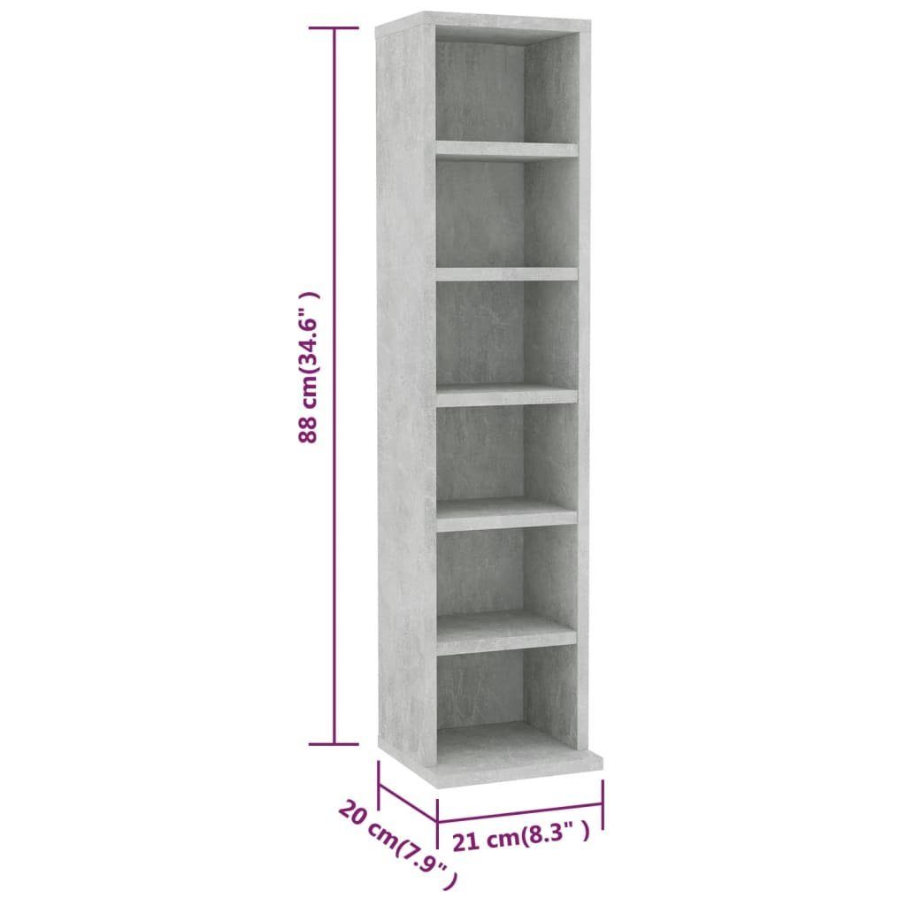 vidaXL CD-Regal CD-Schrank Betongrau 21x20x88 cm Holzwerkstoff, 1-tlg.