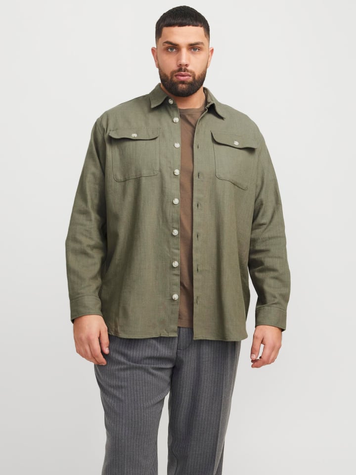JACK & JONES PLUS Overshirt in Tea Leaf günstig kaufen