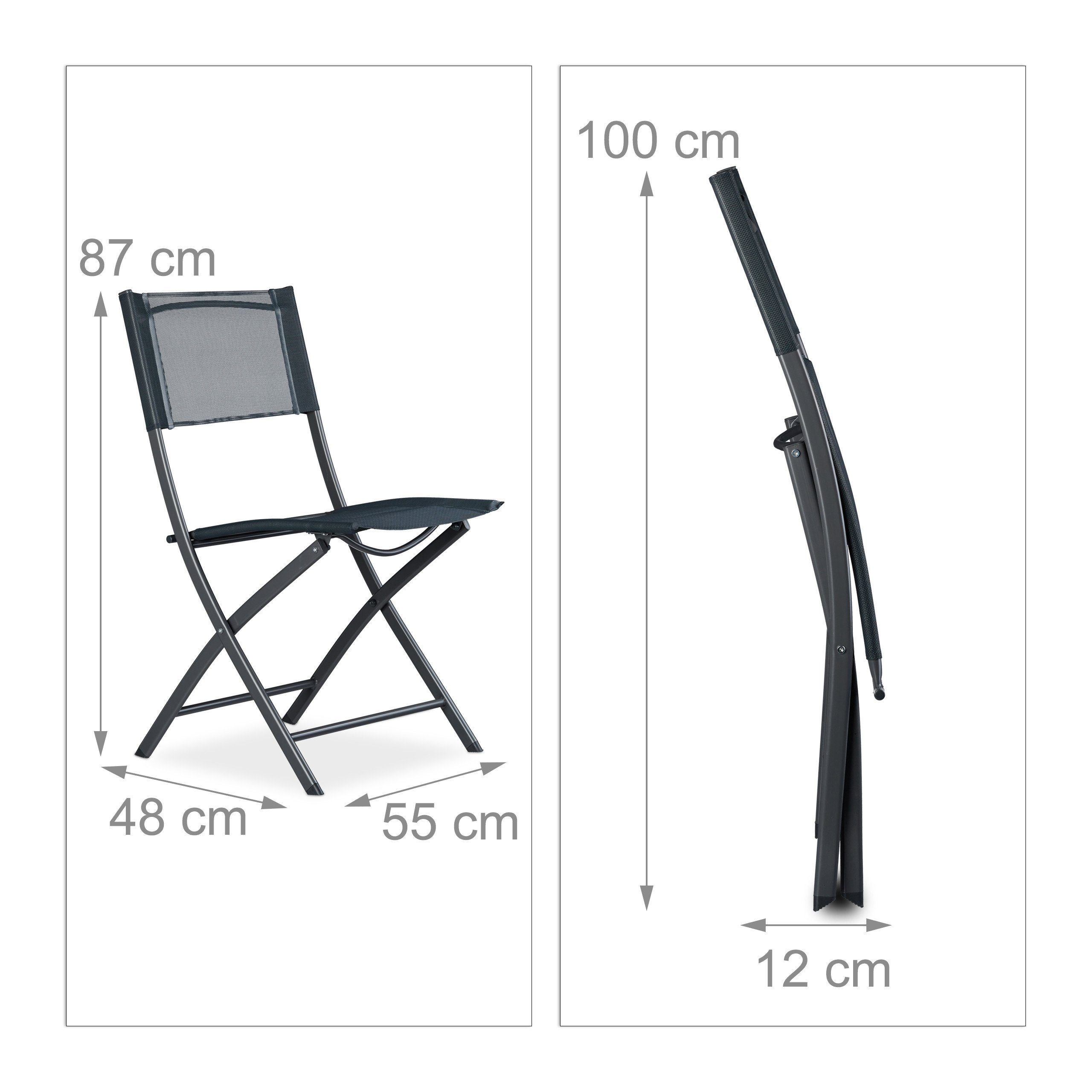 relaxdays Klappstuhl Klappstuhl Balkon 2er Set