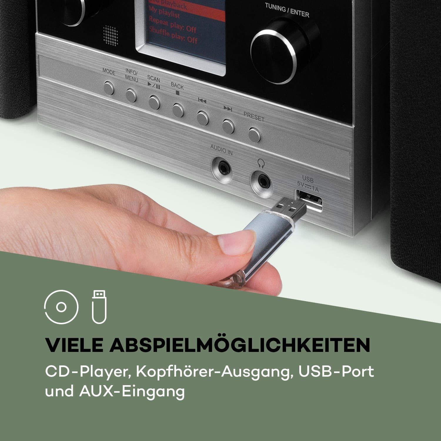 Auna Connect System S Stereoanlage (Internet/DAB+/FM Radio, 5 W, Internetradio Küchenradio Digitalradio mit Bluetooth Musikanlage)