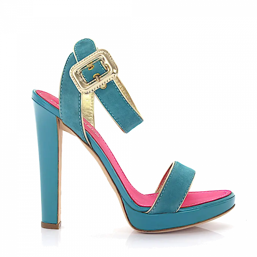 Dsquared2 - Plateausandalen Veloursleder türkis - türkis