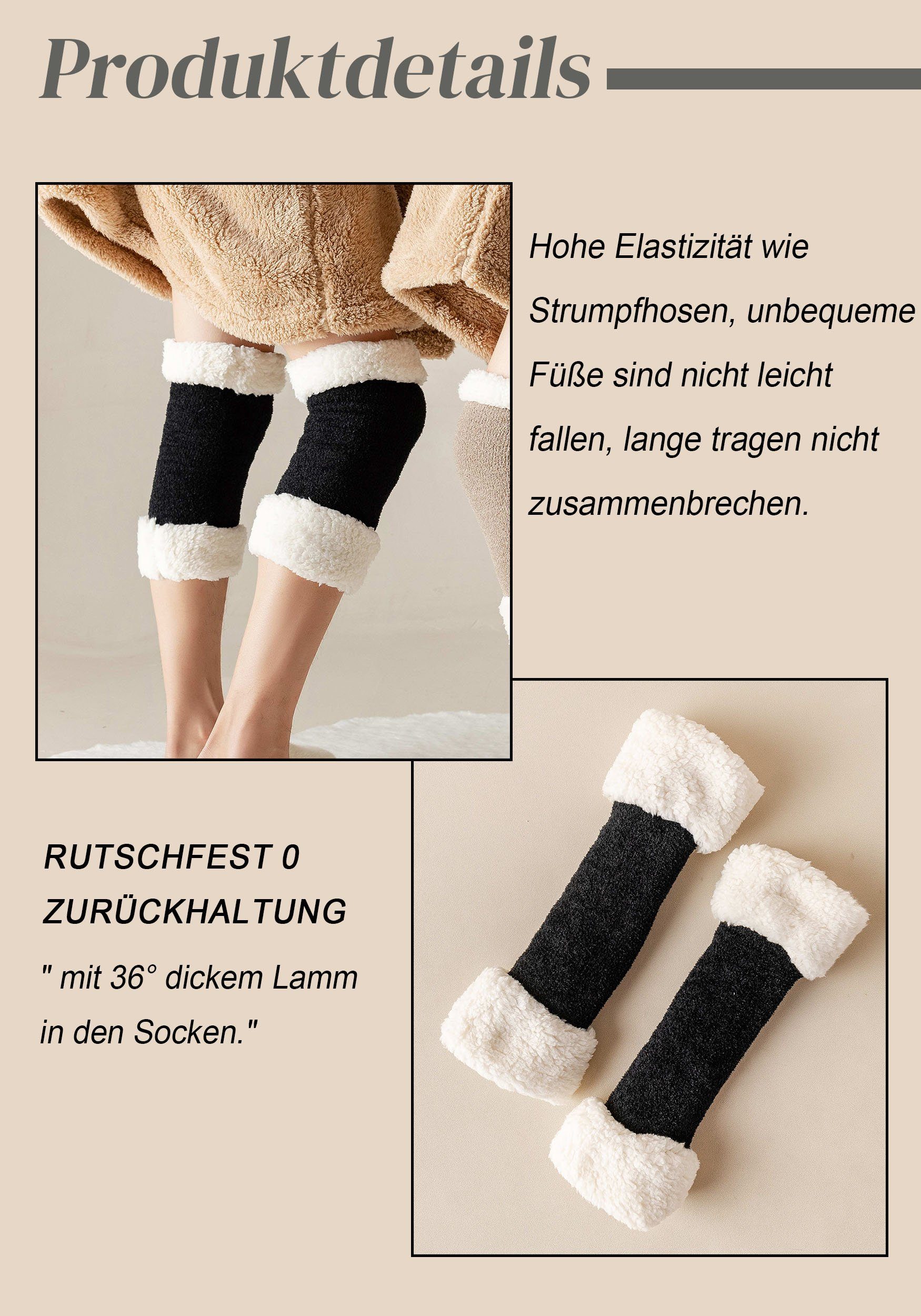 MAGICSHE Stulpensocken 2 Paare Verdicken Lammkashmere Wärmer Sockenbezug aus Kniewolle (2-Paar)