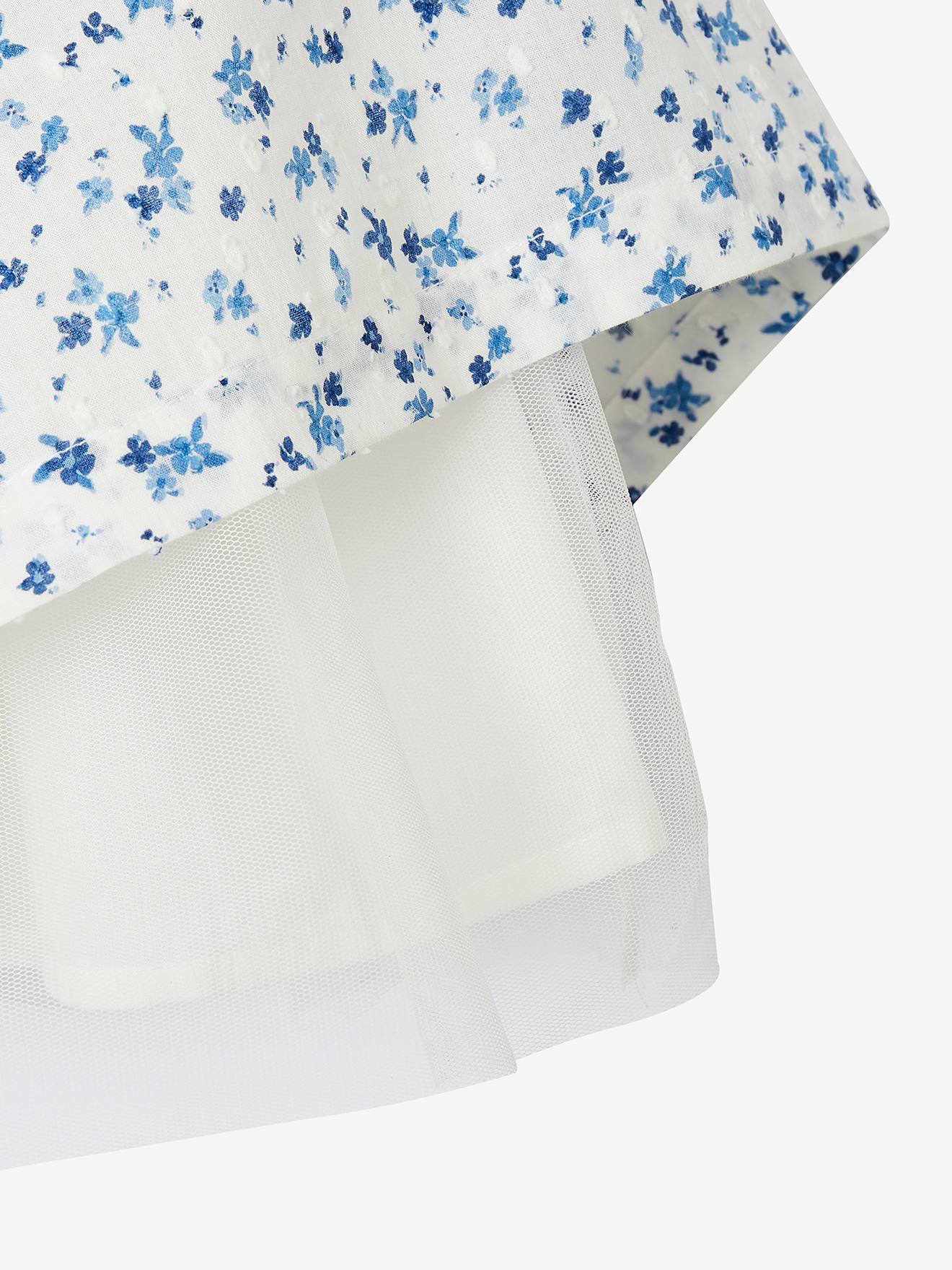 Robe de cérémonie à fleurs et plumetis fille ceinture nouée au dos écru