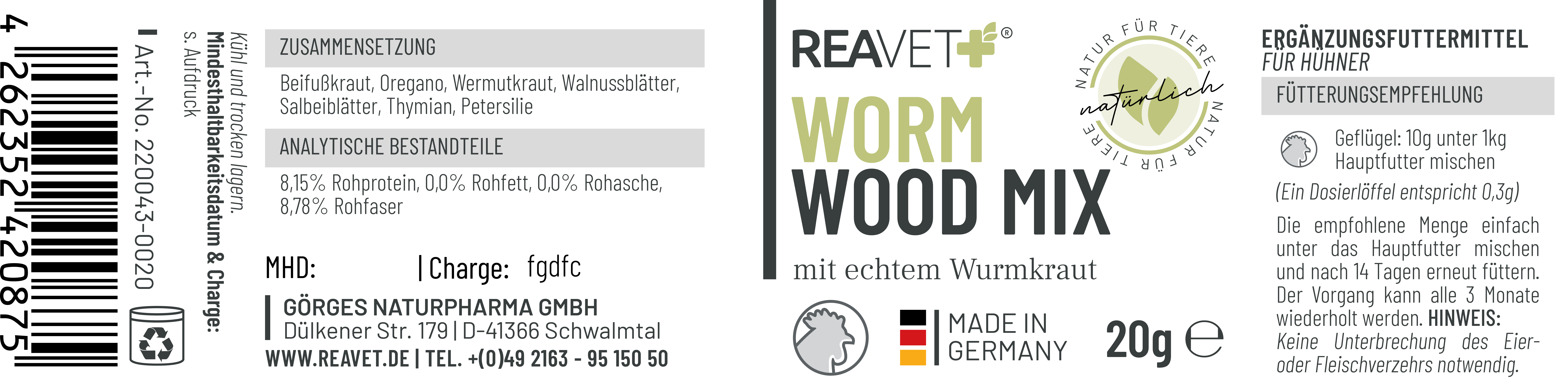 REAVET Zubehör REAVET Wormwood Hühner Mix Pulver 20g