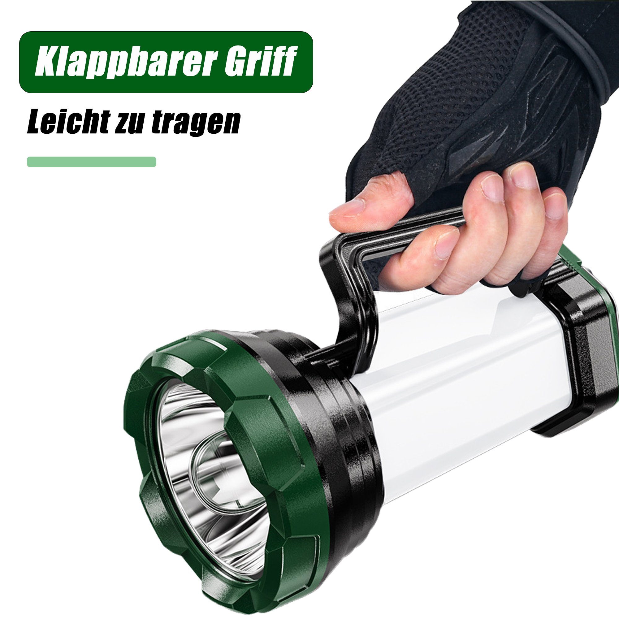 KUGI Taschenlampe Tragbare Ultrahelle LED-Taschenlampe Campinglampe 6 Lichtmodi (Handscheinwerfer Camping-Lichter wiederaufladbare Laterne), 3000mAh Power Bank, Elektronische Laterne für den Außenbereich