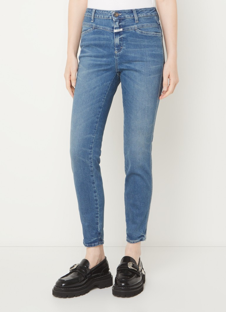Blugi CERRED Pusher cu talie înaltă, slim fit, crop, spălare medie