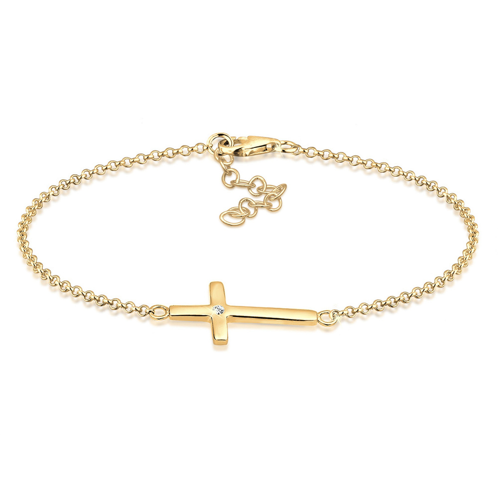 Elli Elli Bracelet Femme Pendentif Croix Femme Élégant avec Cristaux en Argent Sterlin Bracelet