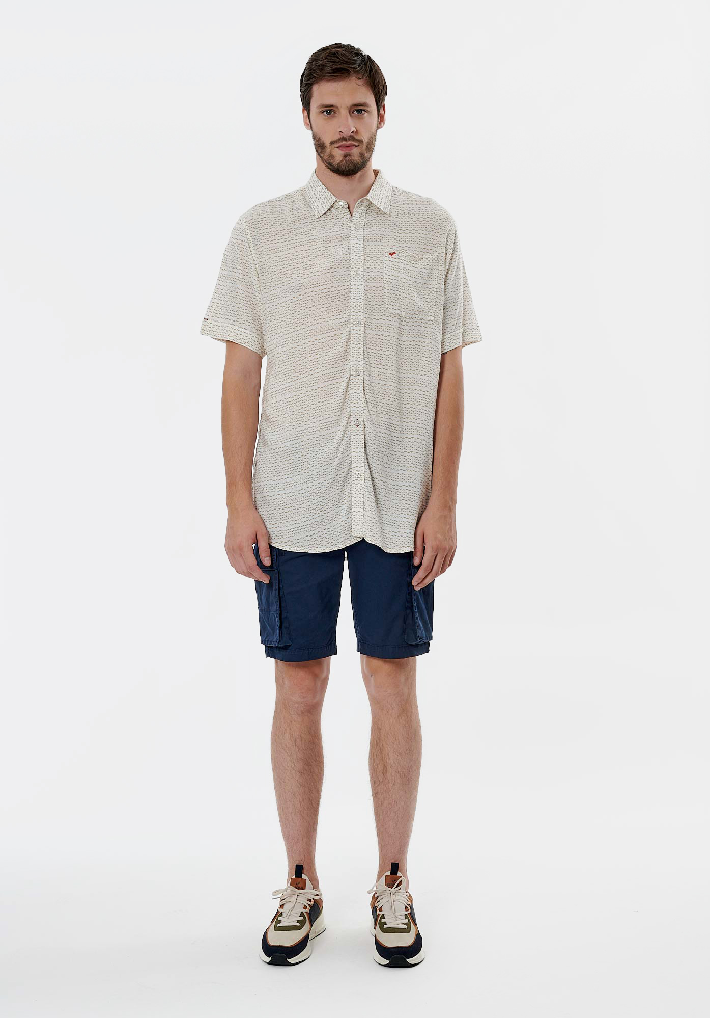 CARTY  Chemise écru imprimée homme