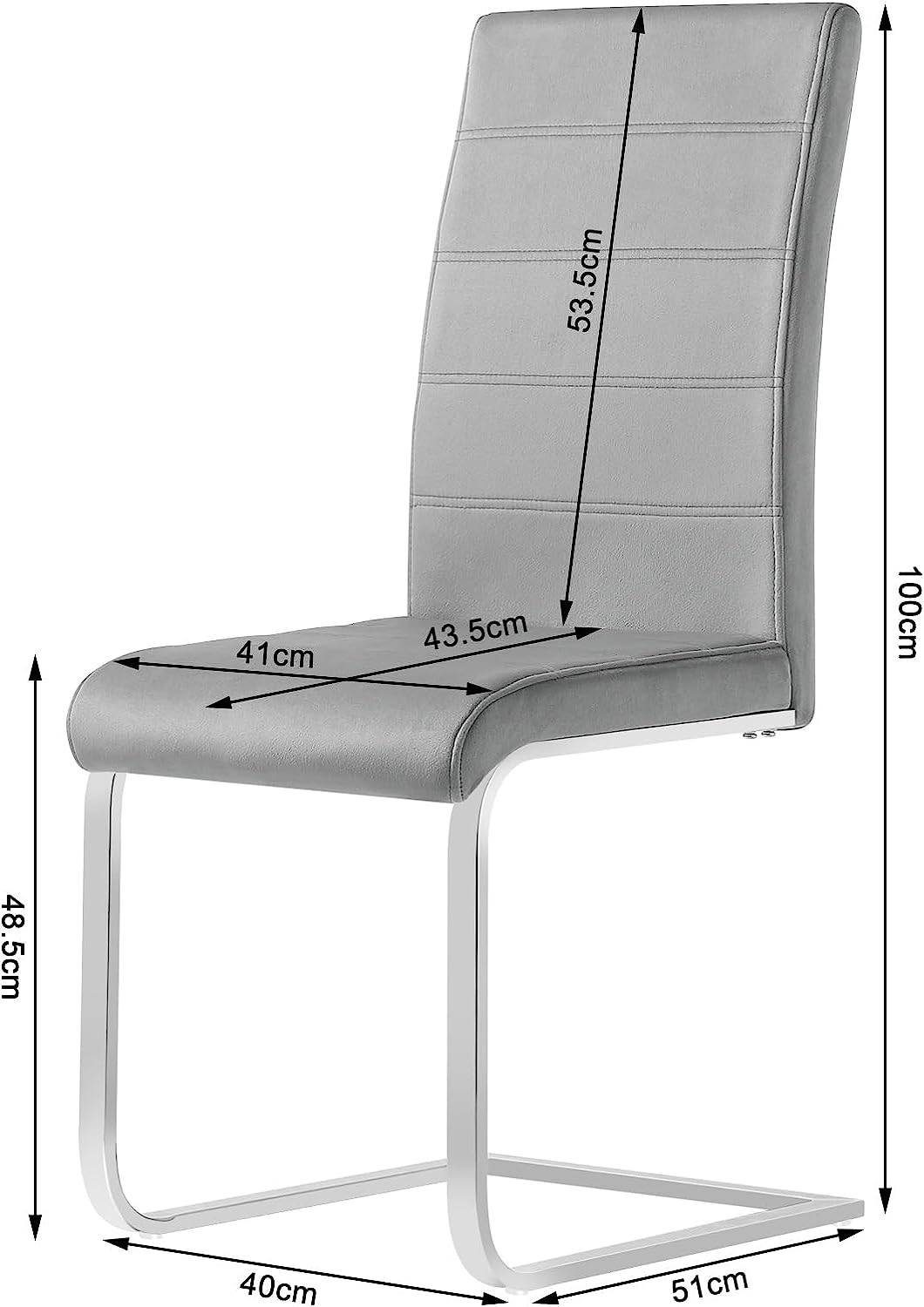 Woltu Freischwinger (Set, 2 St), mit hoher Rückenlehne Samtbezug bis 120kg belastbar