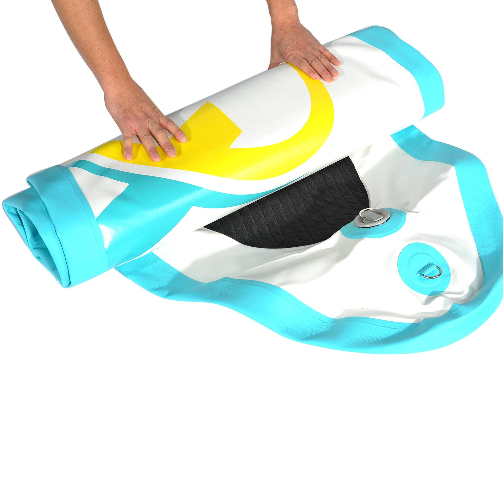 NEMAXX Inflatable SUP-Board, Nemaxx PB320 Stand up Paddle Board 320x78x15cm, türkis/gelb - Surfbrett, Surf-Board - aufblasbar & leicht zu transportieren - inkl. Tasche, Paddel