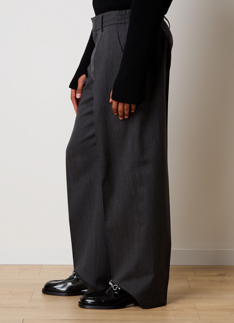 Pantaloni Burberry din lână cu croi larg și buzunare laterale