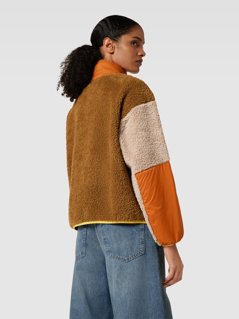 Sweatjacke mit Teddyfell in haselnuss braun