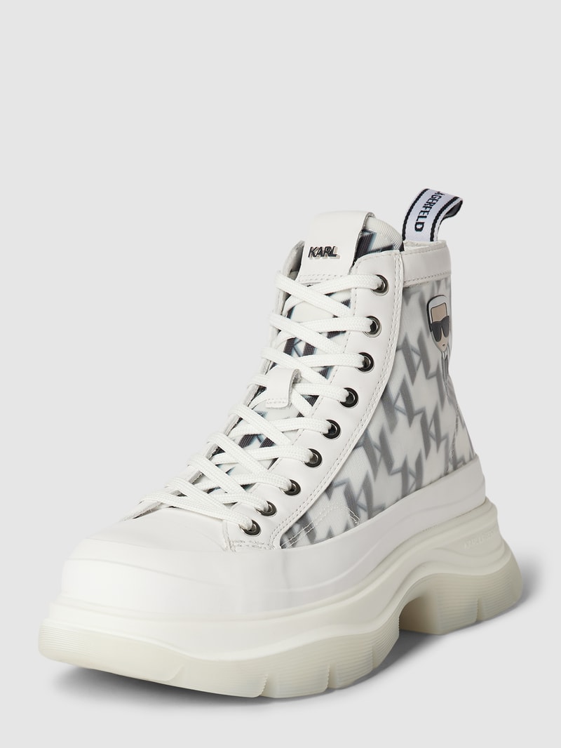 High-Top-Sneaker mit Label-Print Modell 'LUNA' in weiß