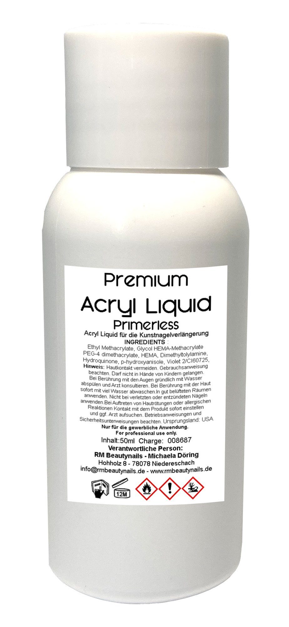 RM Beautynails Kunstfingernägel Acryl Set 1 Nagelset Starterset 50ml Liquid Acrylpuder Pulver Klar - Weiß - Pink Klar - Primer Feile Buffer, Starter Set 1-tlg., Bei einer Acrylmodellage benötigen Sie keine UV-Lampe, Acry Modellage Set in Studio Quali