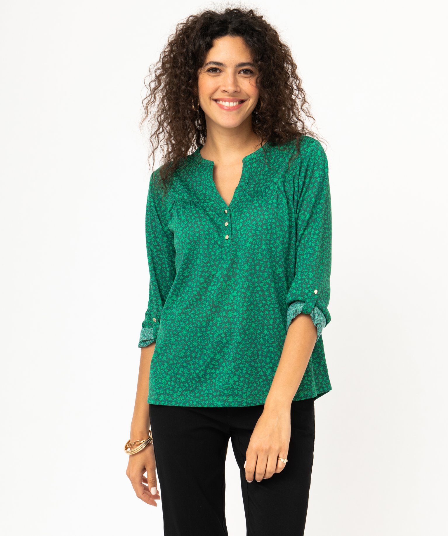 Tee-shirt à manches longues imprimé en polyester recyclé ... imprime | GEMO
