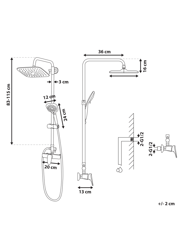 Beliani Wannenarmaturen HOWICK in Silber - (W) 20 x (H) 115 x (L) 36 cm günstig kaufen onesize