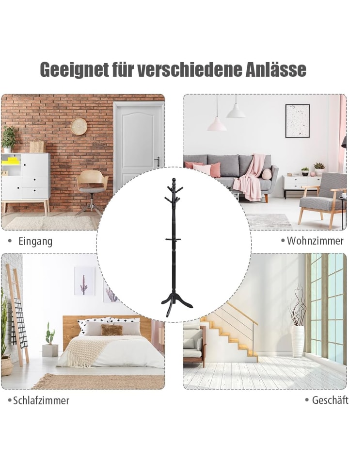 COSTWAY 175 cm Garderobenständer in Schwarz günstig kaufen onesize