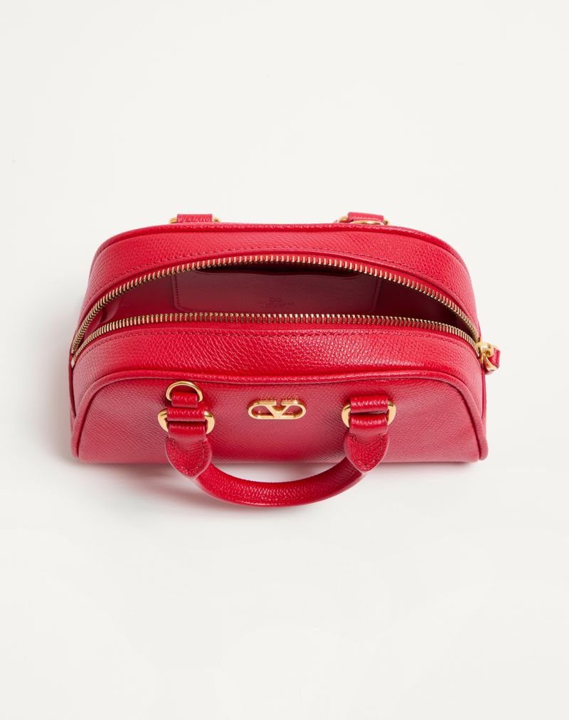 Bolsa tipo mochila Mini VLogo Signature em couro de bezerro granulado