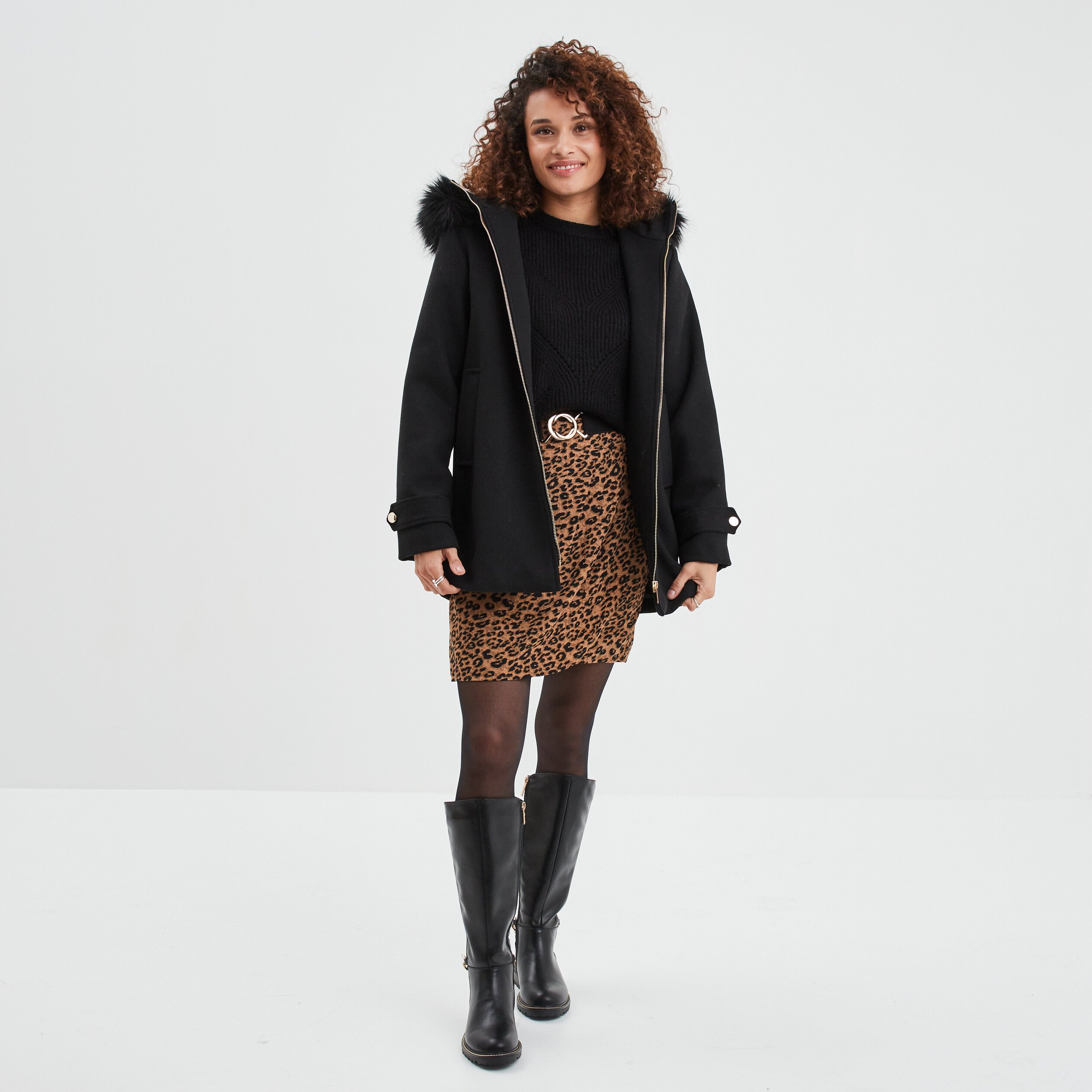 Pull avec détails ajourés noir femme | La Halle