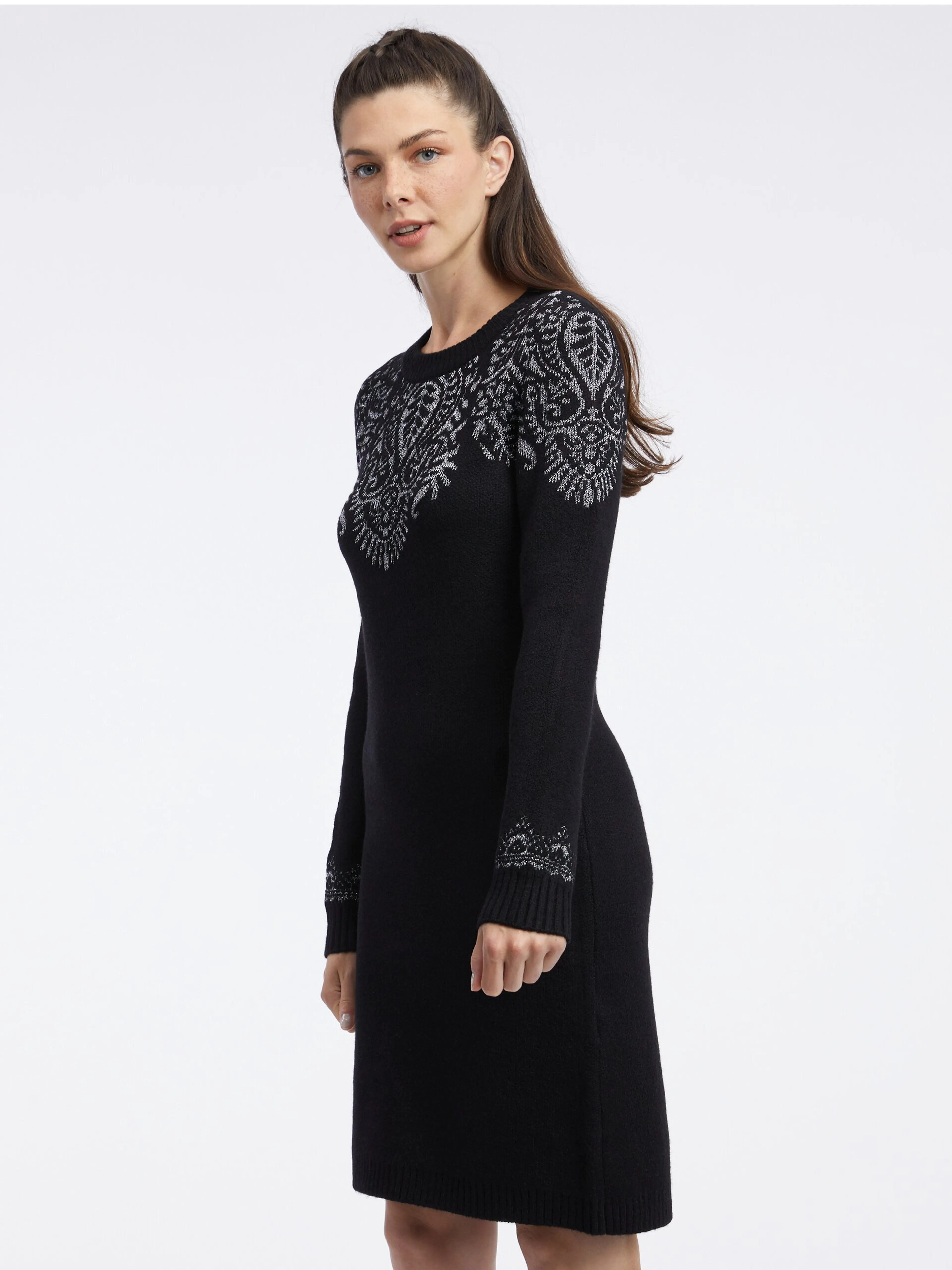 Schwarzes Damen-Pulloverkleid ORSAY
