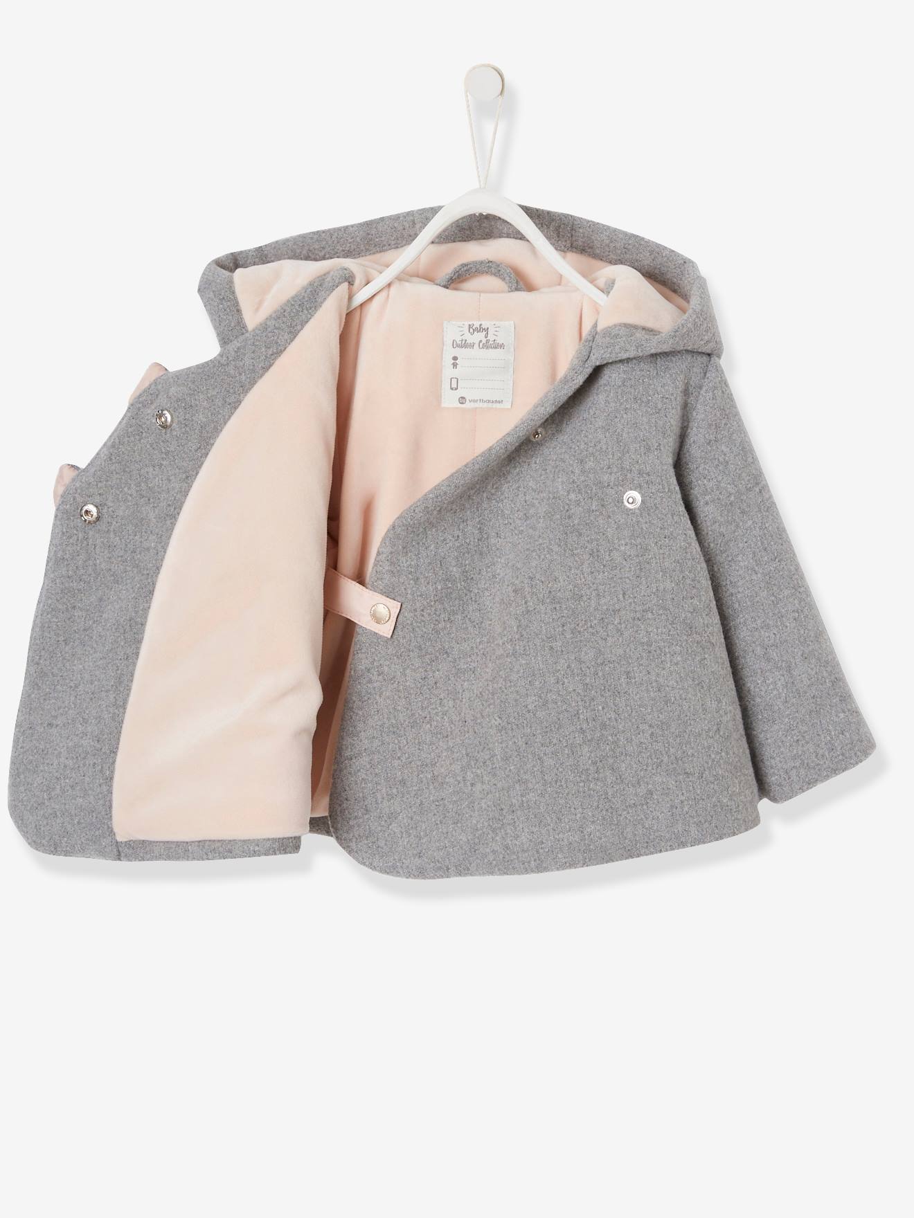 Vertbaudet Mädchen Baby Winterjacke, Kapuze - hellgrau
