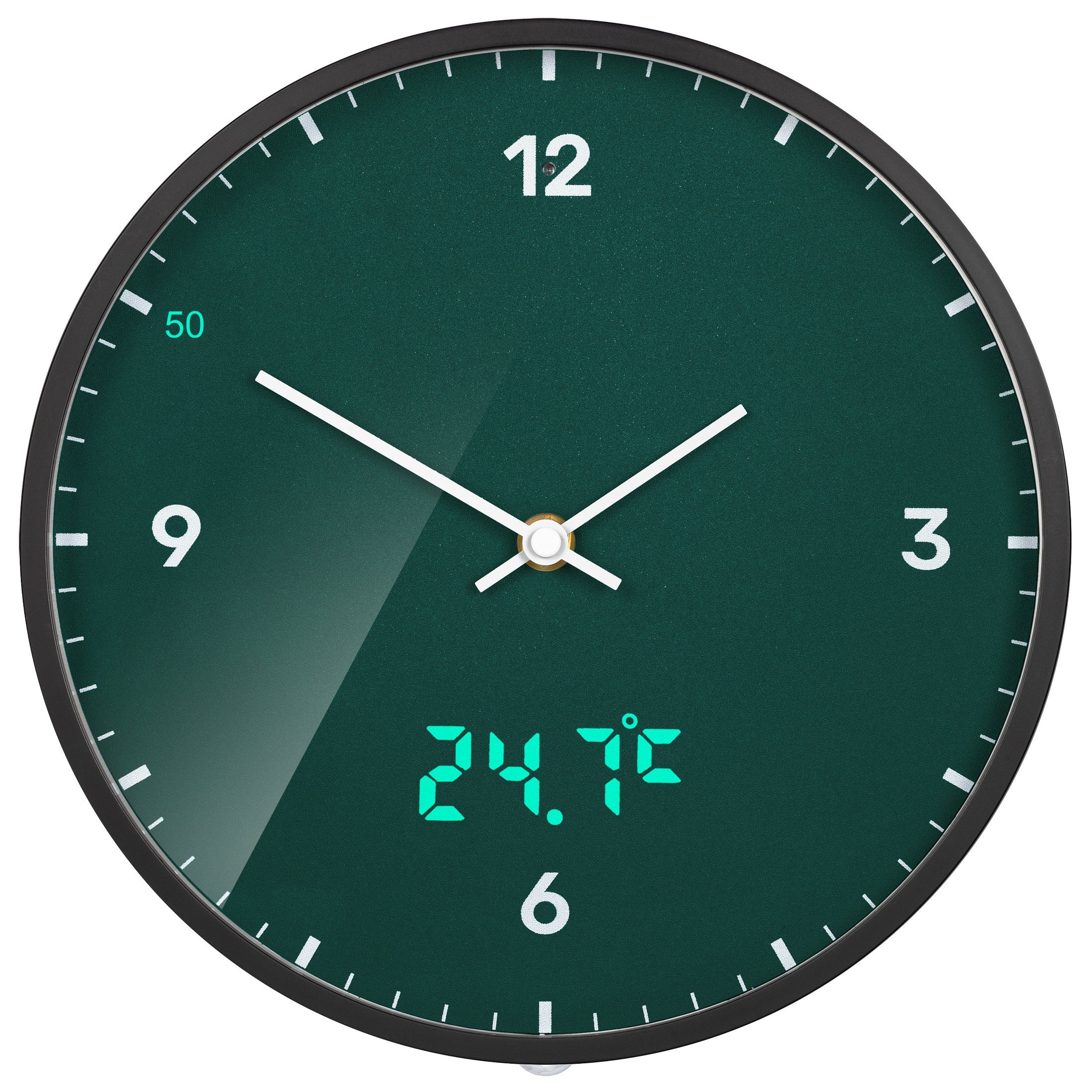 BRESSER Wanduhr BRESSER MyTime LEDsec Wanduhr 24 cm mit Temperatur