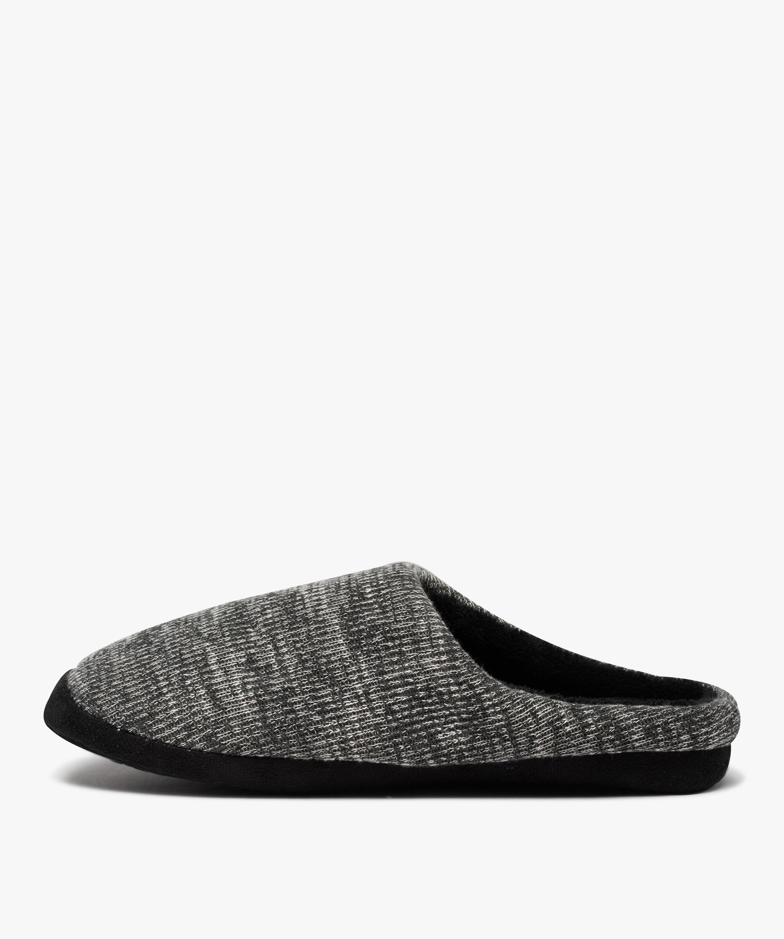 Chaussons homme mules dessus en maille chinée gris | GEMO