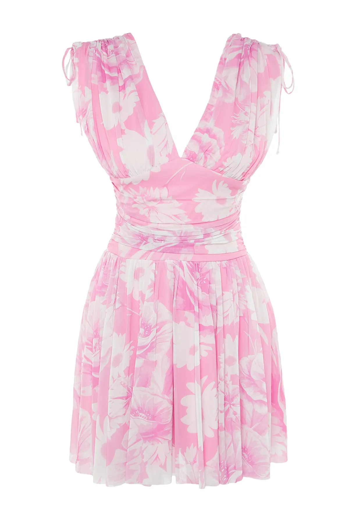 Trendyol Collection  Mehrfarbiges rosafarbenes Abendkleid mit Blumenmuster TPRSS23EL00208