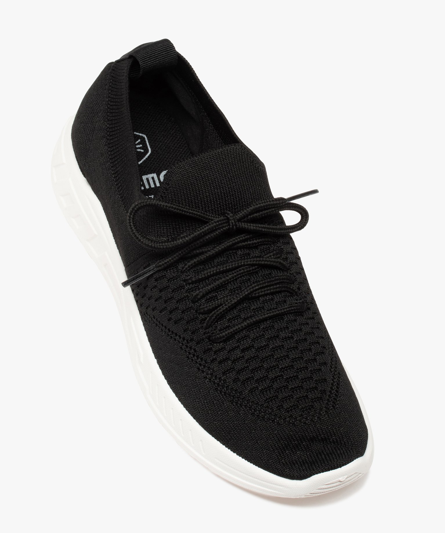 Baskets femme en maille unie avec lacets noir | GEMO