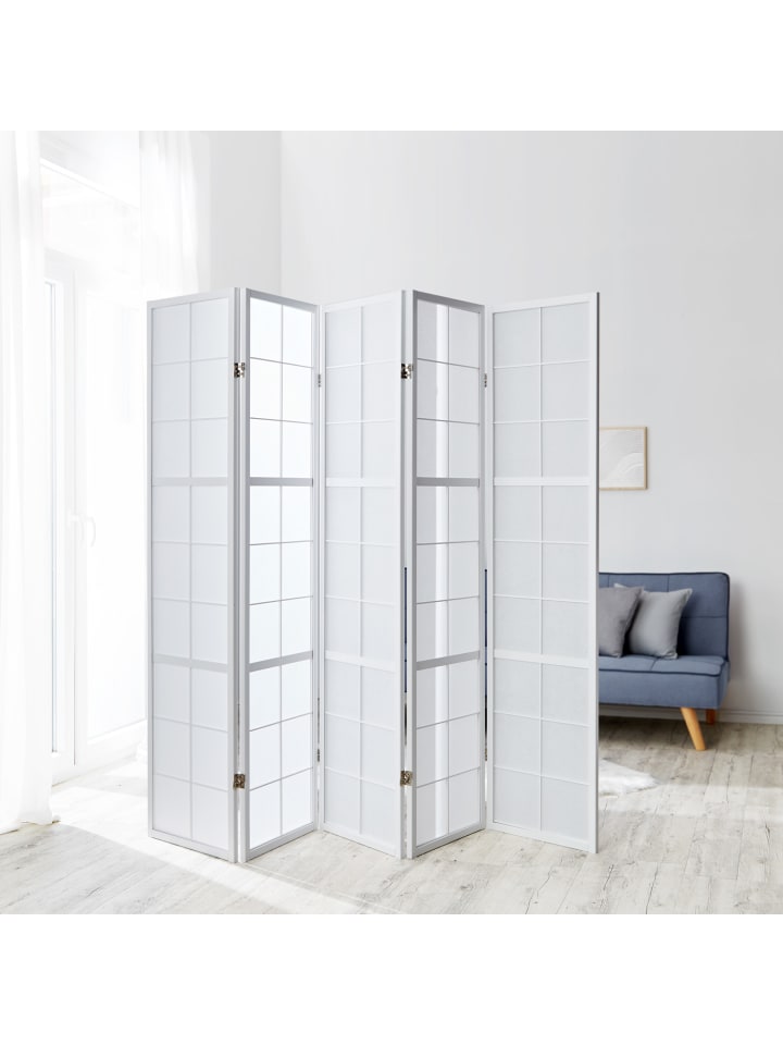 Homestyle4u 5-tlg. Paravent Shoji in Weiß 220x175 cm günstig kaufen onesize