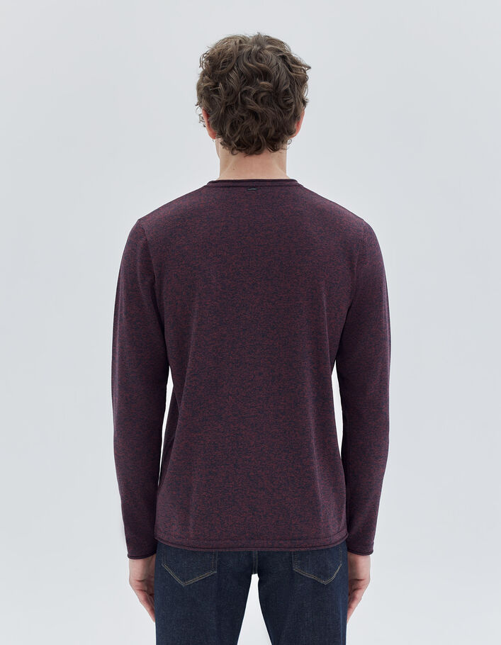 Pull burgundy tricot mouliné bicolore Homme