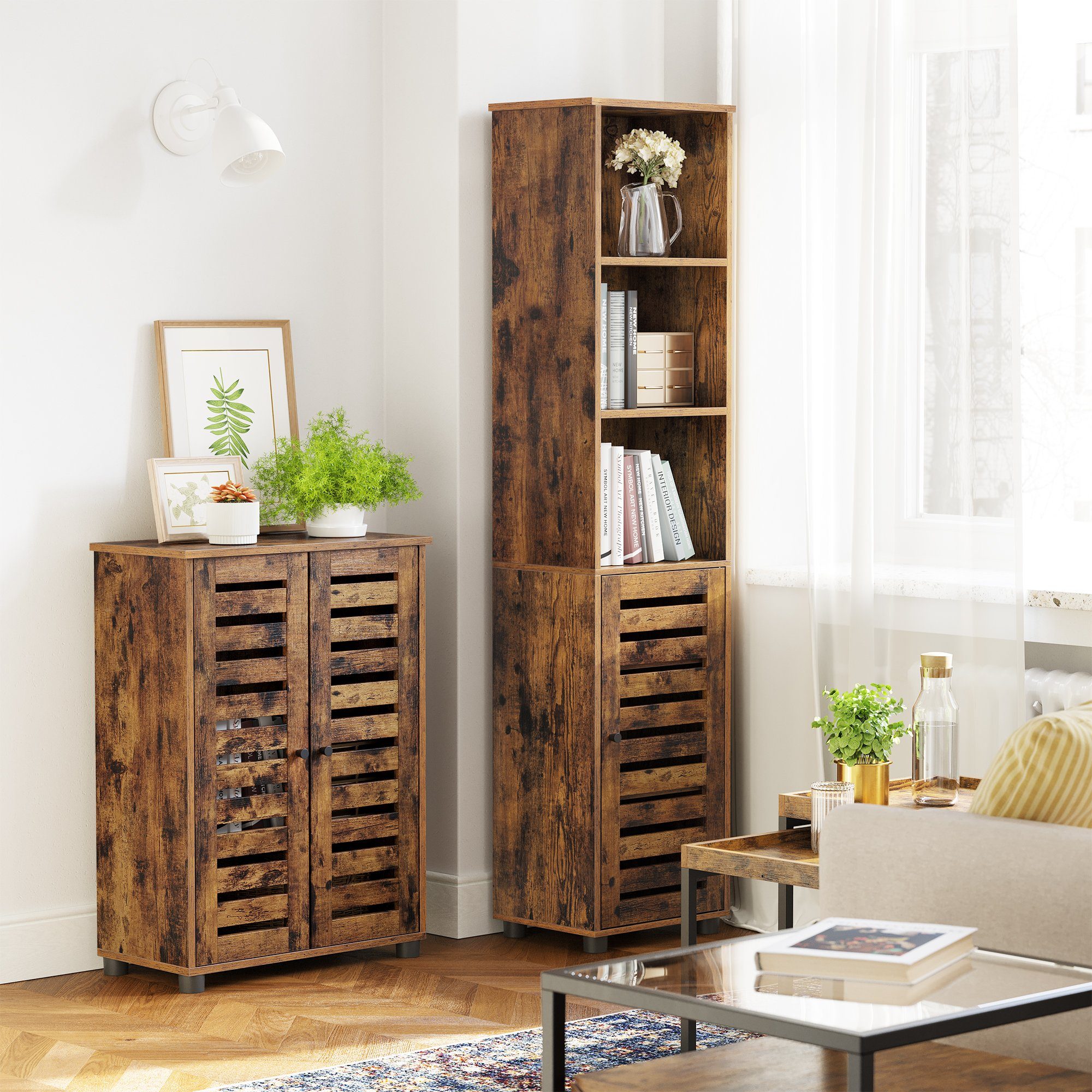 VASAGLE Badkommode Badezimmerschrank, höhenverstellbare Ablagen