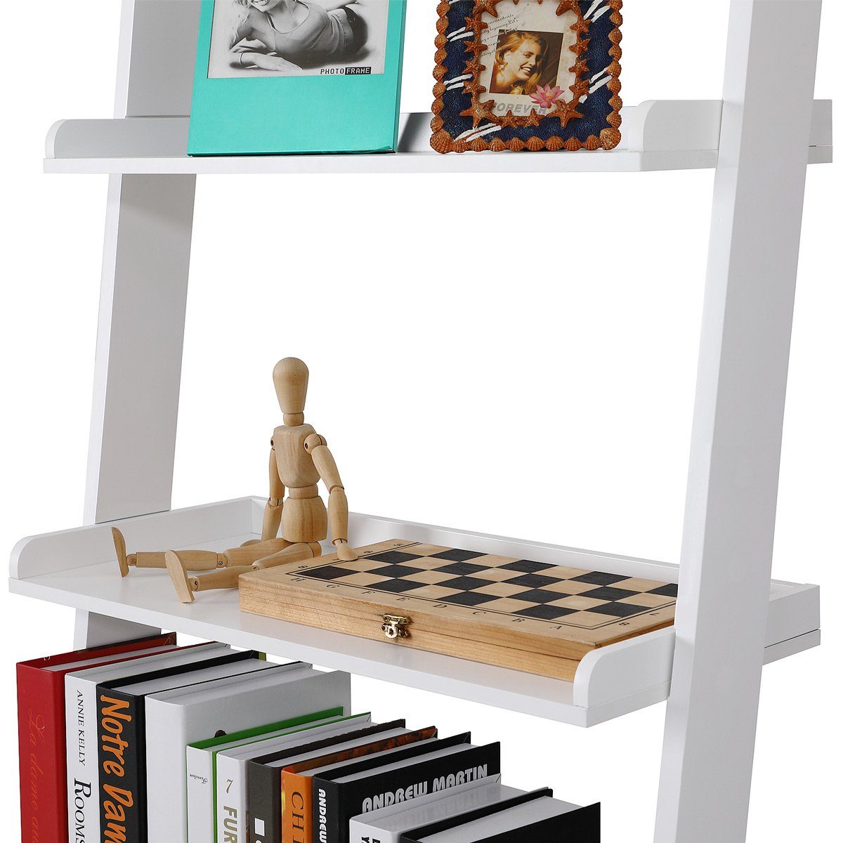 Casaria Leiterregal, mit 5 Ebenen 180x64x37cm Kippschutzsicherung Holz Bodenschoner