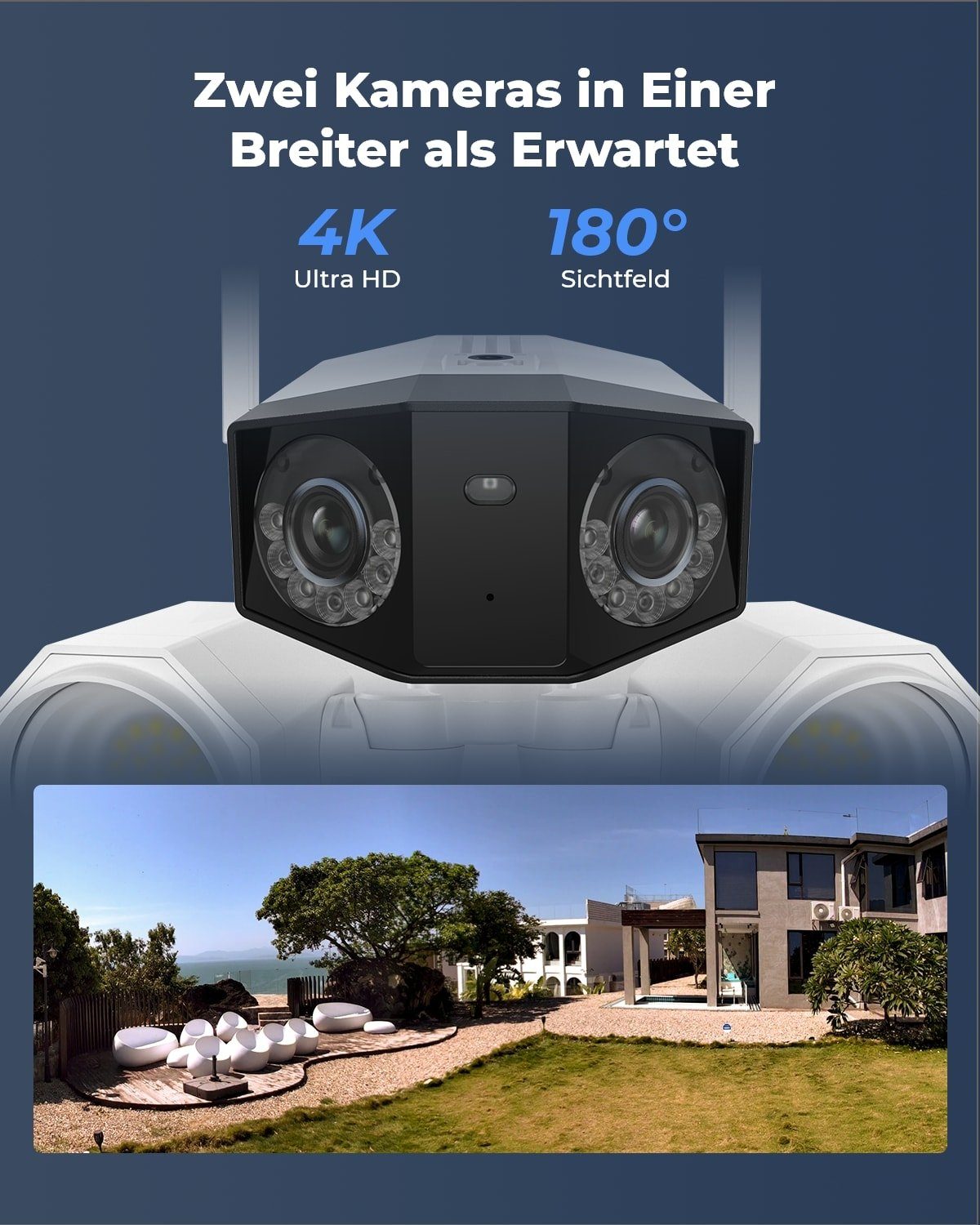 Reolink 8MP UHD Duo-Serie Floodlight WLAN Überwachungskamera (Außenbereich, Dual-Objektiv, 180° Panorama-Weitwinkel, 5 GHz/2,4 GHz)
