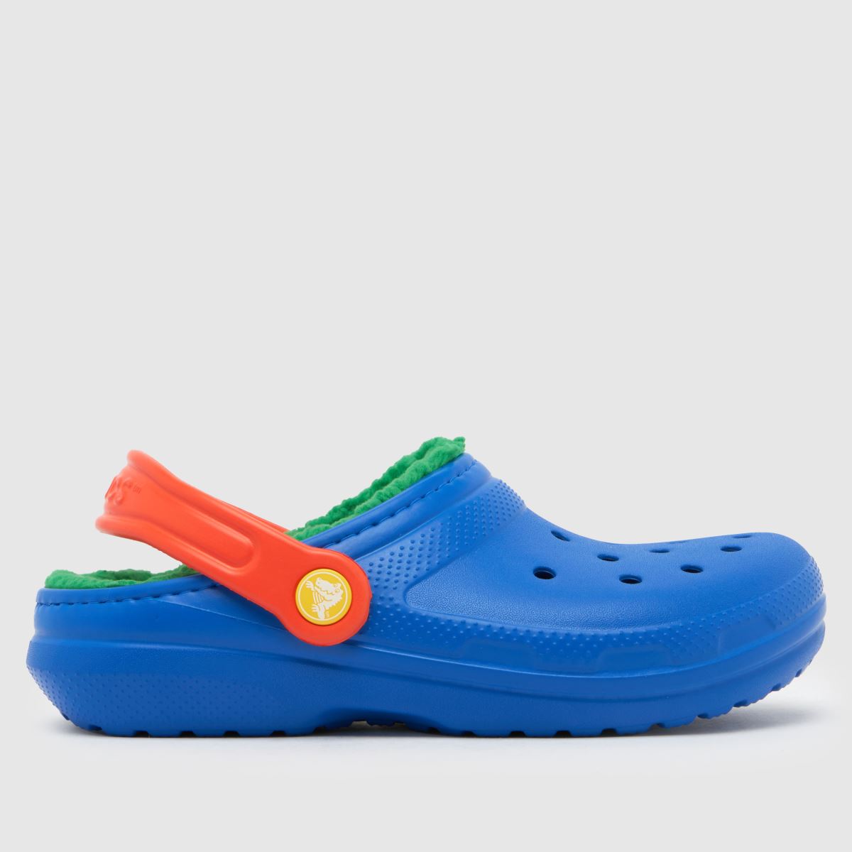 Crocs blå multifärgade klassiska fodrade träskor för pojkar och juniorsandaler
