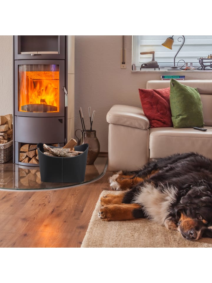 relaxdays Kaminholzkorb XL in Schwarz günstig kaufen onesize