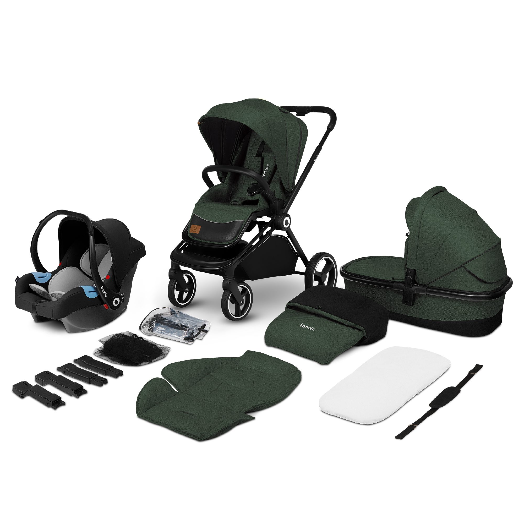 lionelo Kombi-Kinderwagen LO-MIKA 3in1, UPF 50+ MatratzeRegenschutzXXL 0 bis 22kg